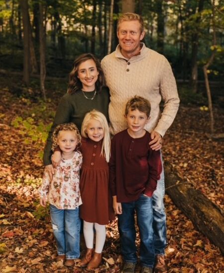 David & Kelsey Schmeling with their 3 children. Owners of Celebree School of Grandville.