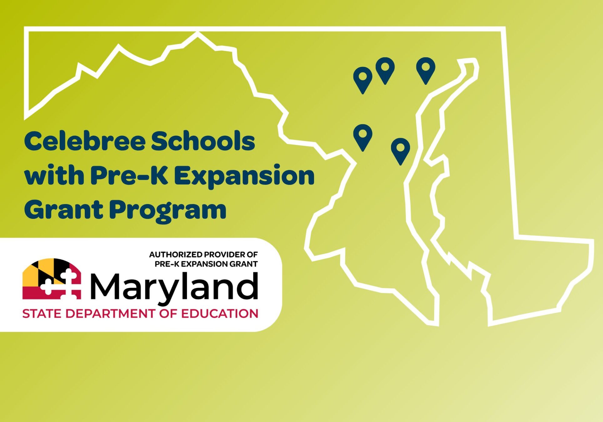 map of maryland with pinned locations to represent locations of prek program